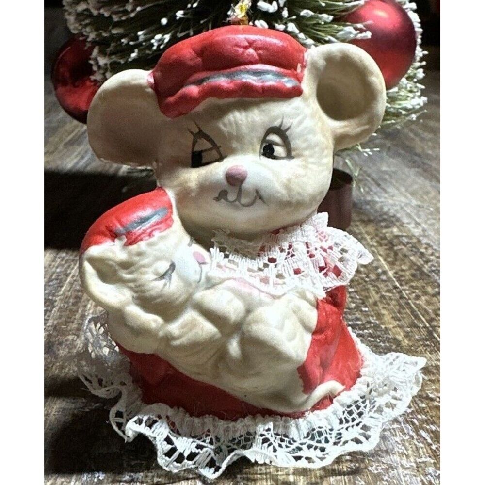 Vintage Jasco Caring Critter Chimers Christmas Ornament Bell Mom And Child